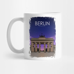 Berlin Germany Monument Vintage Travel Poster at Night Mug